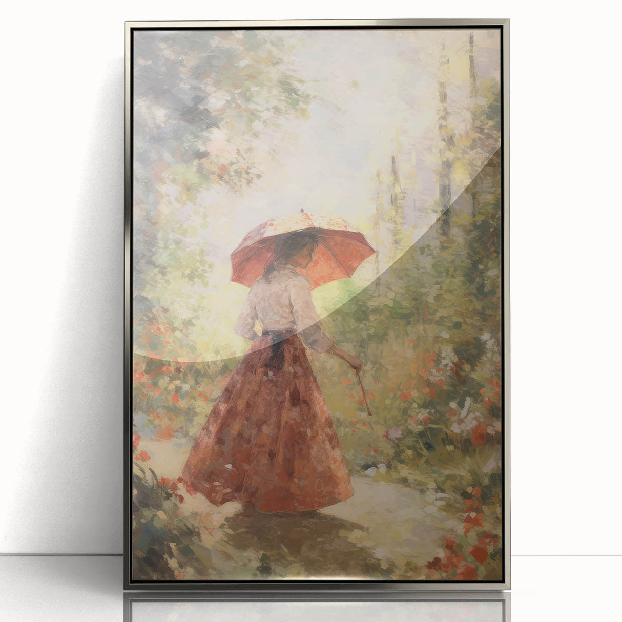 Vintage Portrait Art - Elegant Retro Lady in Garden Canvas Print