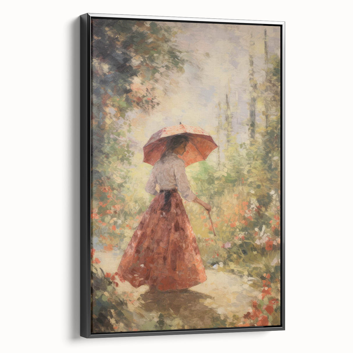 Vintage Portrait Art - Elegant Retro Lady in Garden Canvas Print