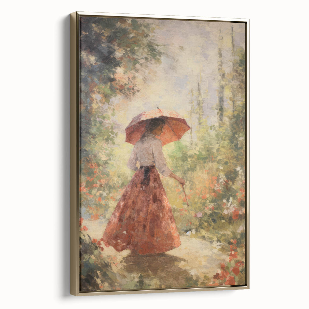 Vintage Portrait Art - Elegant Retro Lady in Garden Canvas Print