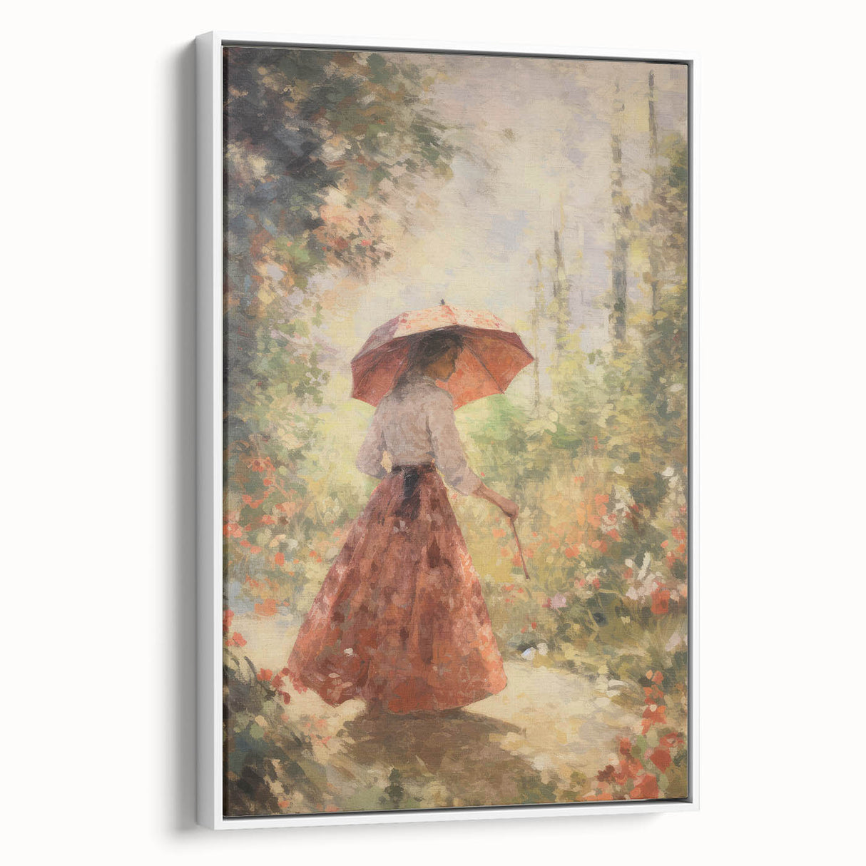 Vintage Portrait Art - Elegant Retro Lady in Garden Canvas Print