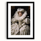 Antique Portrait Prints - Regal Lady in Feathered Gown Canvas Art
