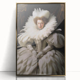 Antique Portrait Prints - Regal Lady in Feathered Gown Canvas Art