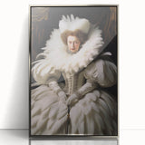 Antique Portrait Prints - Regal Lady in Feathered Gown Canvas Art