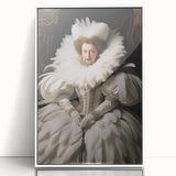 Antique Portrait Prints - Regal Lady in Feathered Gown Canvas Art