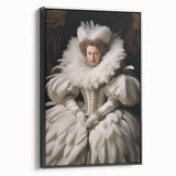 Antique Portrait Prints - Regal Lady in Feathered Gown Canvas Art