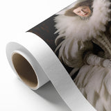 Antique Portrait Prints - Regal Lady in Feathered Gown Canvas Art