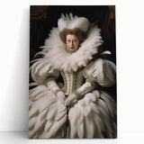 Antique Portrait Prints - Regal Lady in Feathered Gown Canvas Art