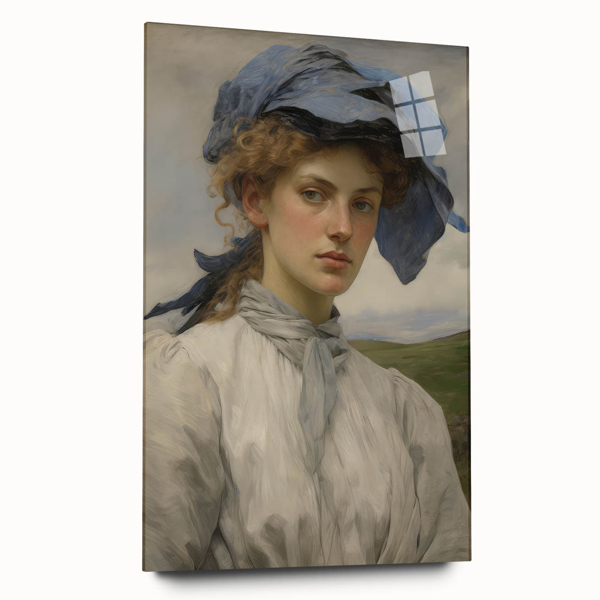 Classic Portrait Artwork - Vintage Lady with Blue Scarf Canvas