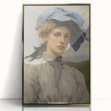 Classic Portrait Artwork - Vintage Lady with Blue Scarf Canvas