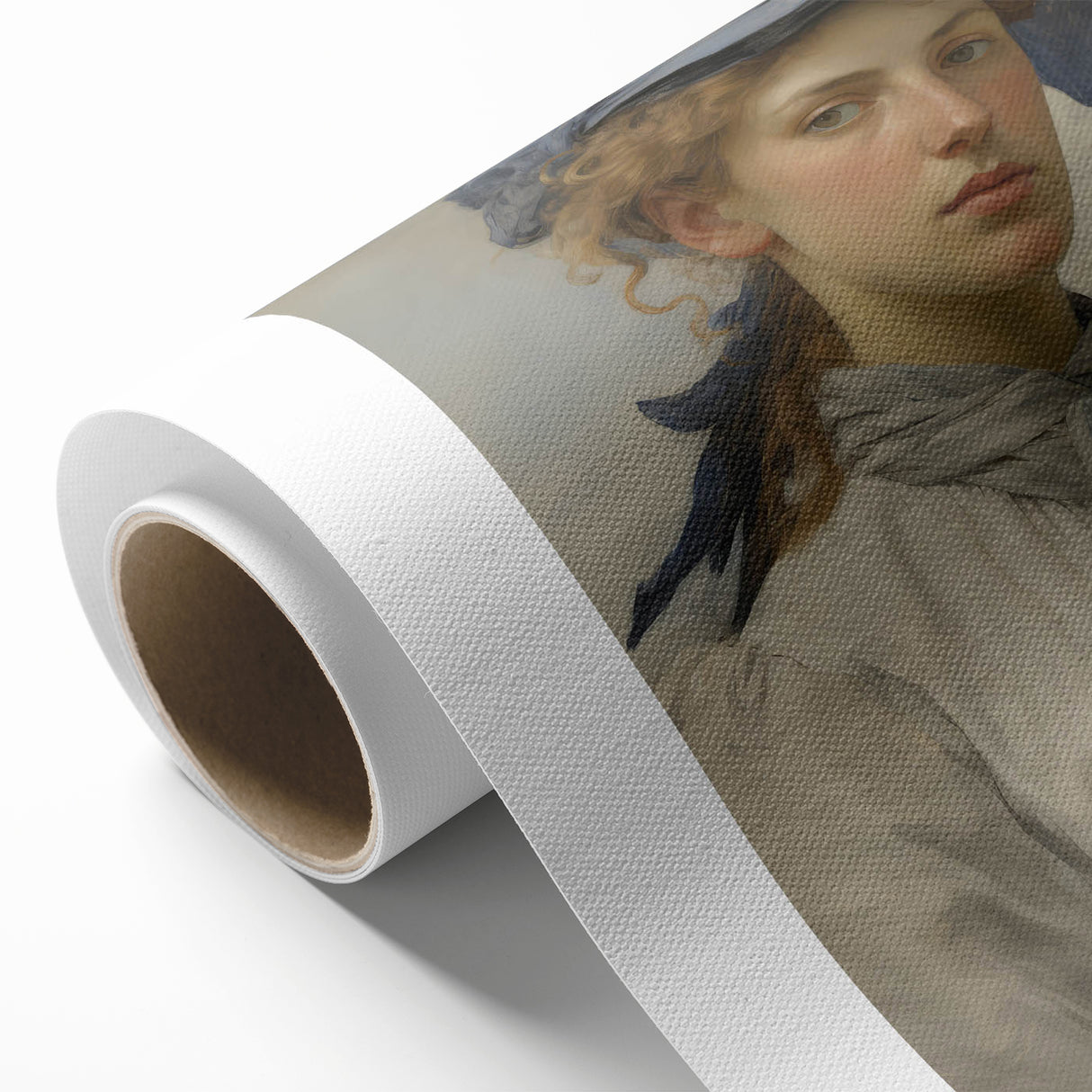Classic Portrait Artwork - Vintage Lady with Blue Scarf Canvas