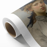 Classic Portrait Artwork - Vintage Lady with Blue Scarf Canvas