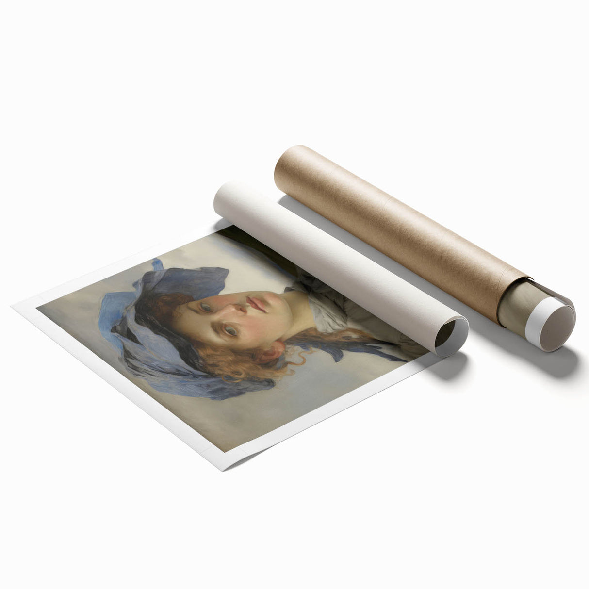Classic Portrait Artwork - Vintage Lady with Blue Scarf Canvas