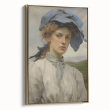 Classic Portrait Artwork - Vintage Lady with Blue Scarf Canvas