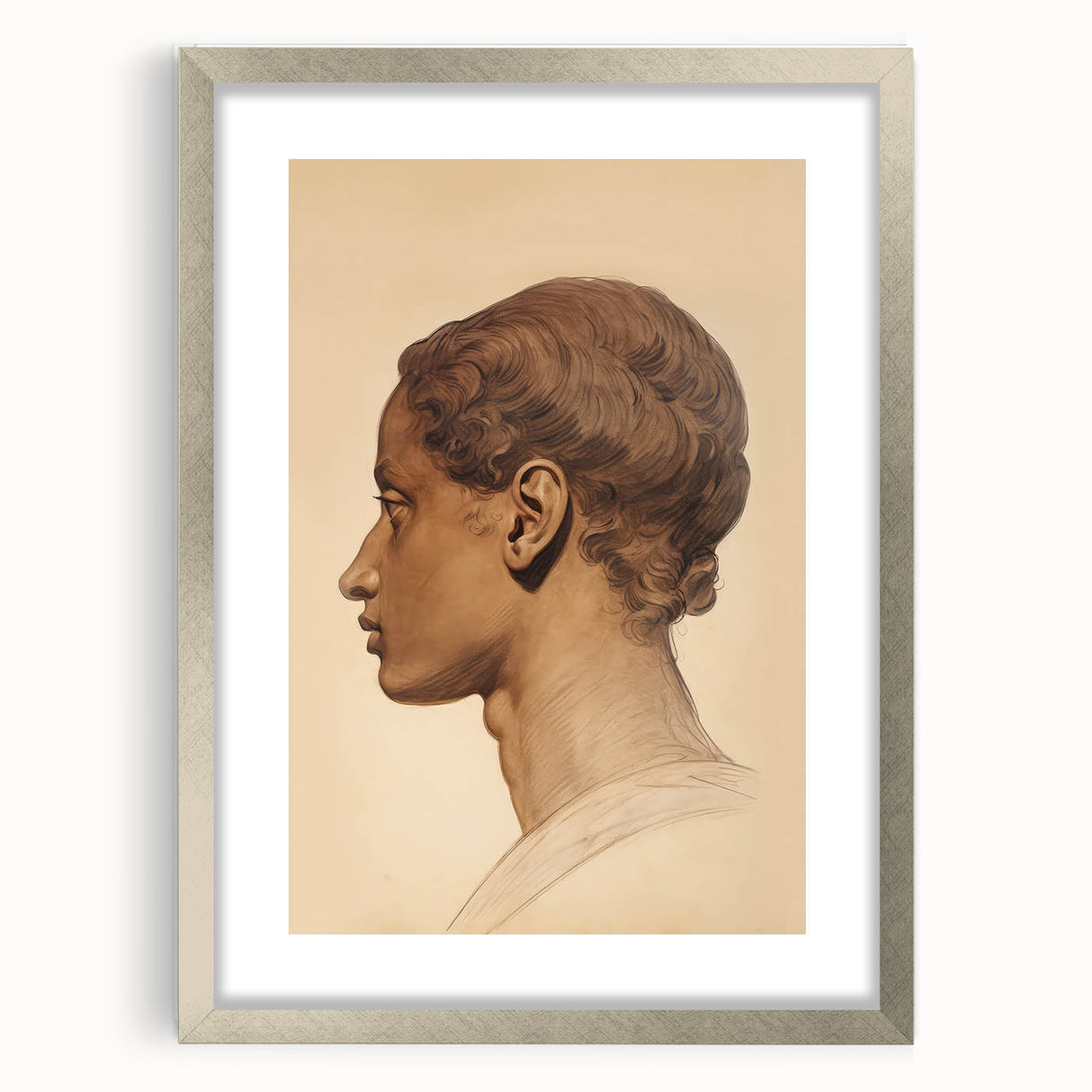 Antique Portrait Prints - Classical Profile Study Vintage Art