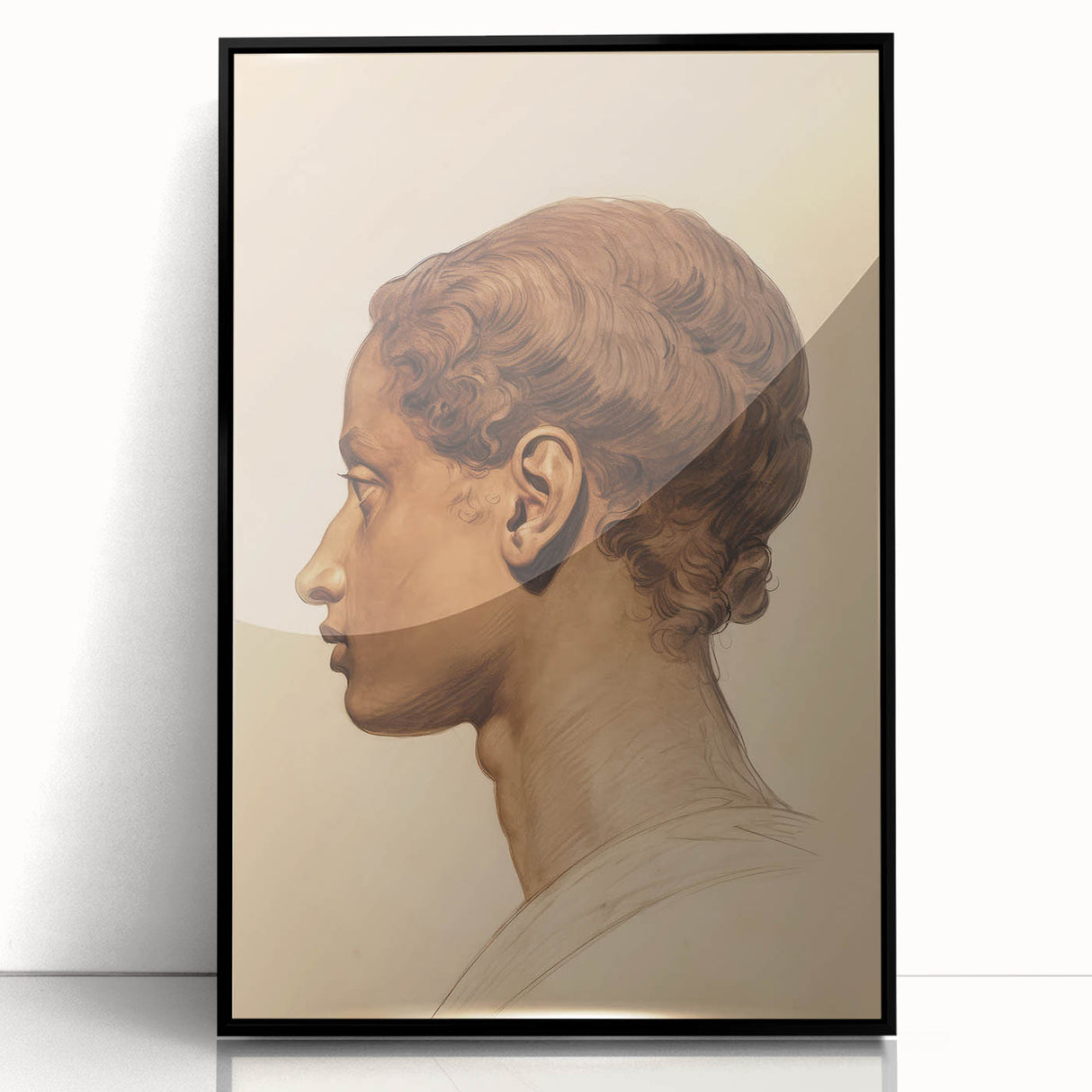 Antique Portrait Prints - Classical Profile Study Vintage Art