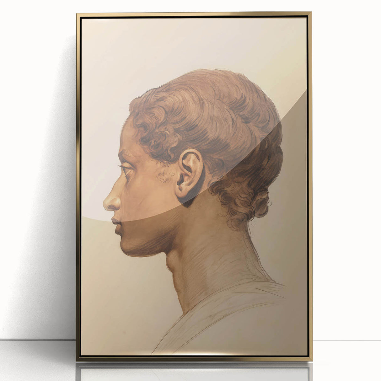Antique Portrait Prints - Classical Profile Study Vintage Art