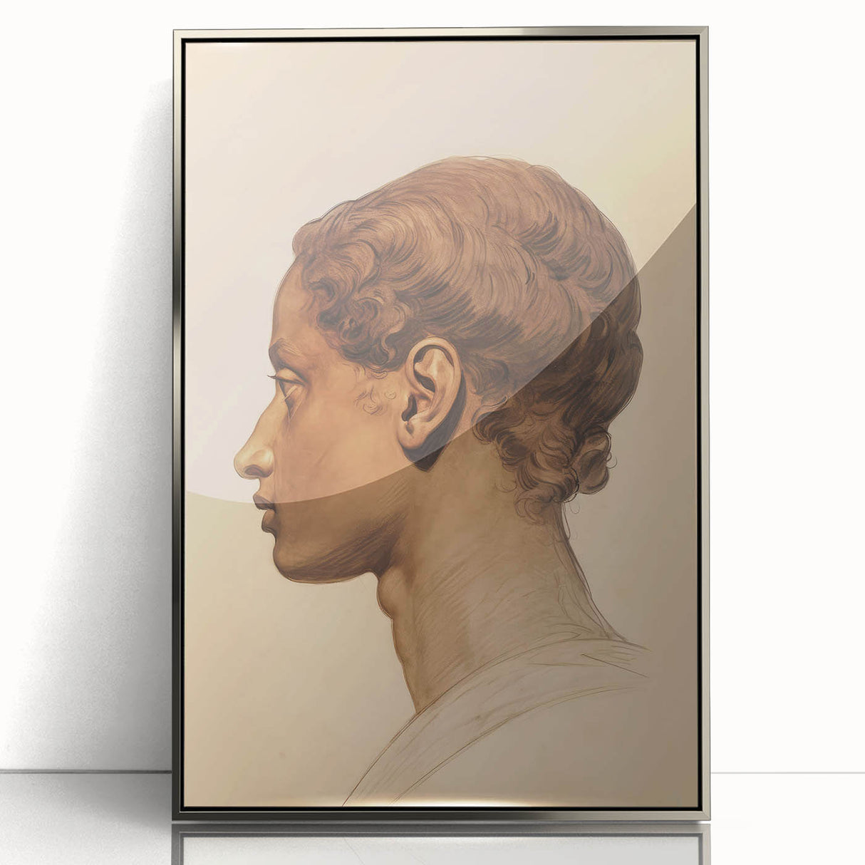 Antique Portrait Prints - Classical Profile Study Vintage Art