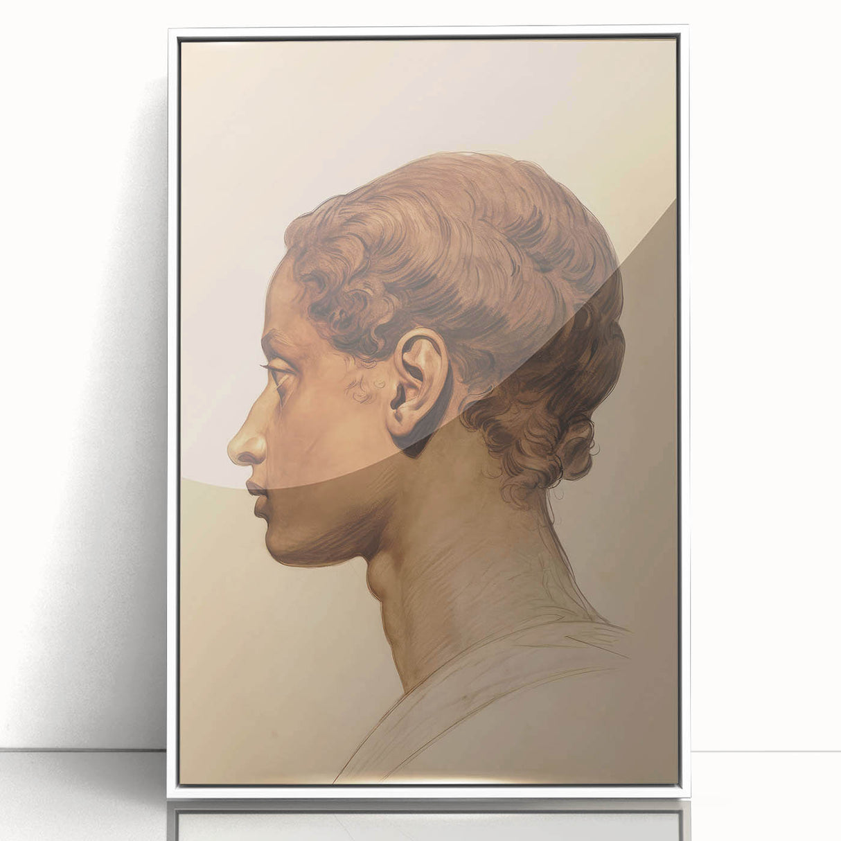 Antique Portrait Prints - Classical Profile Study Vintage Art