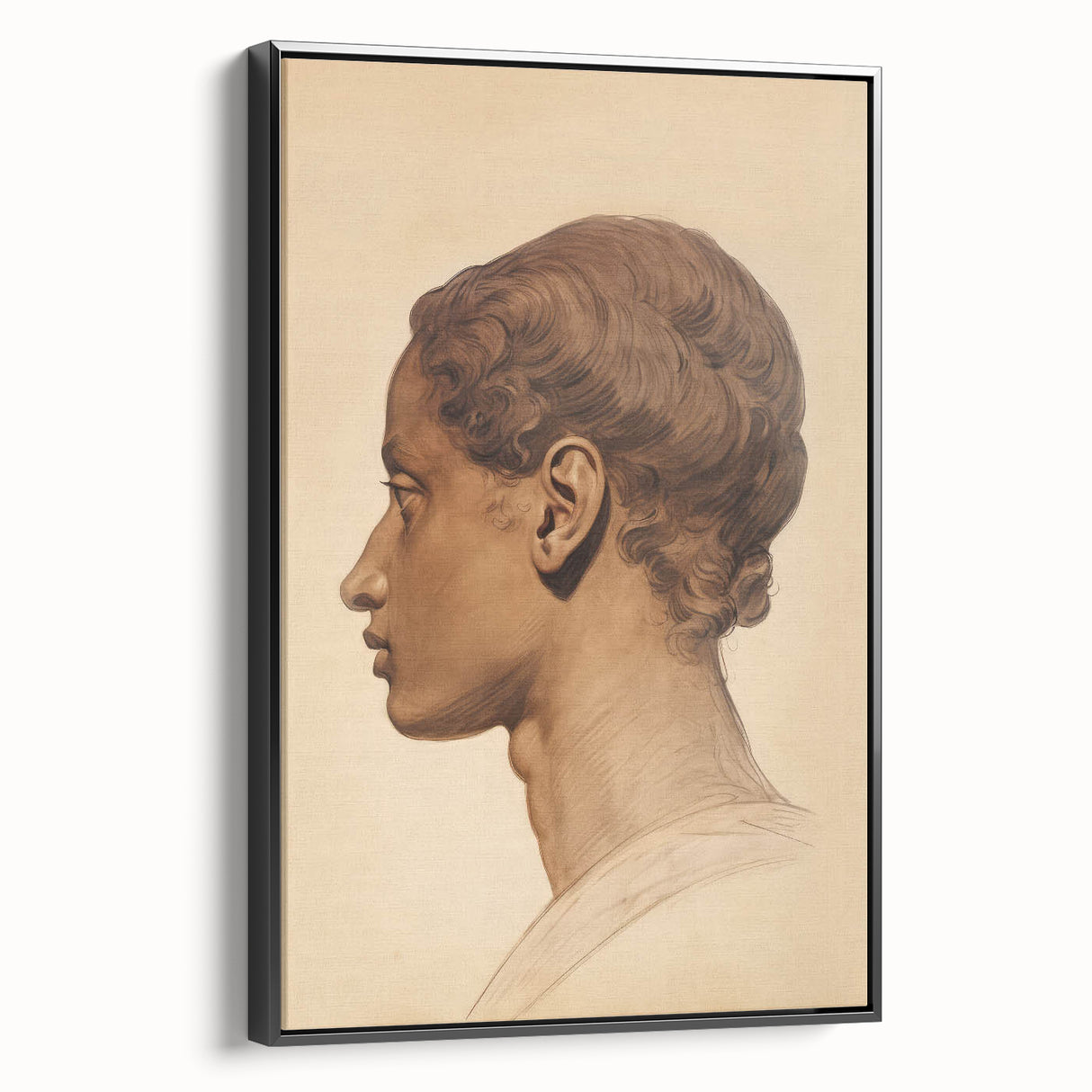 Antique Portrait Prints - Classical Profile Study Vintage Art