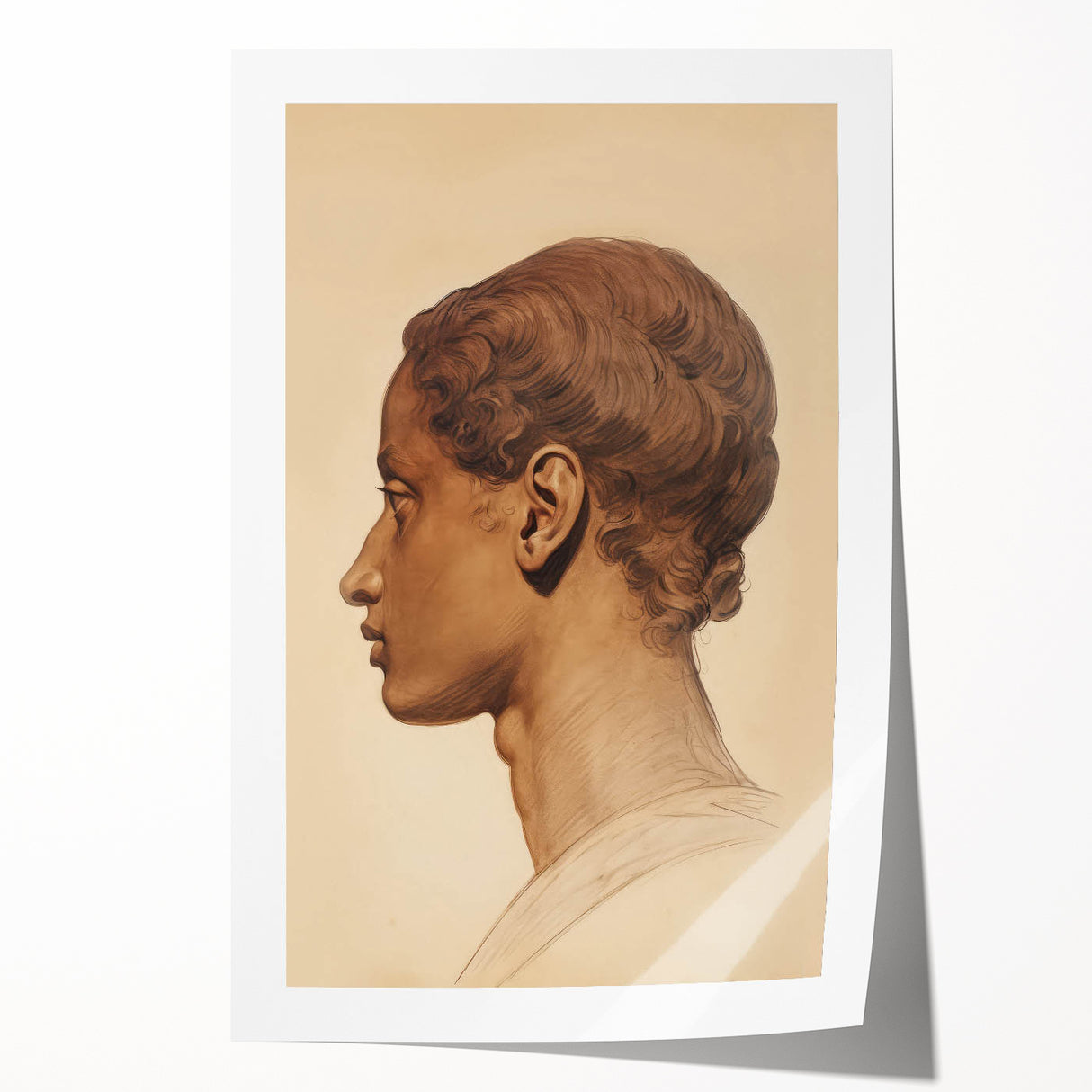 Antique Portrait Prints - Classical Profile Study Vintage Art