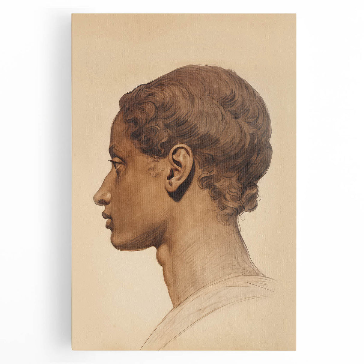 Antique Portrait Prints - Classical Profile Study Vintage Art