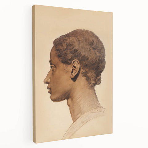 Antique Portrait Prints - Classical Profile Study Vintage Art