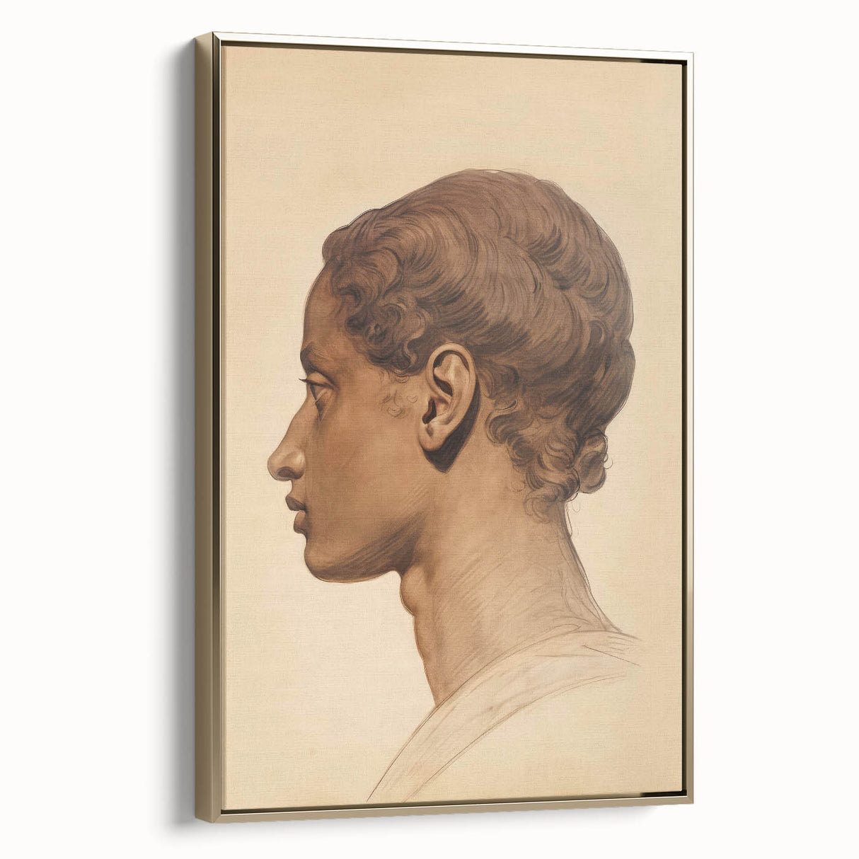 Antique Portrait Prints - Classical Profile Study Vintage Art