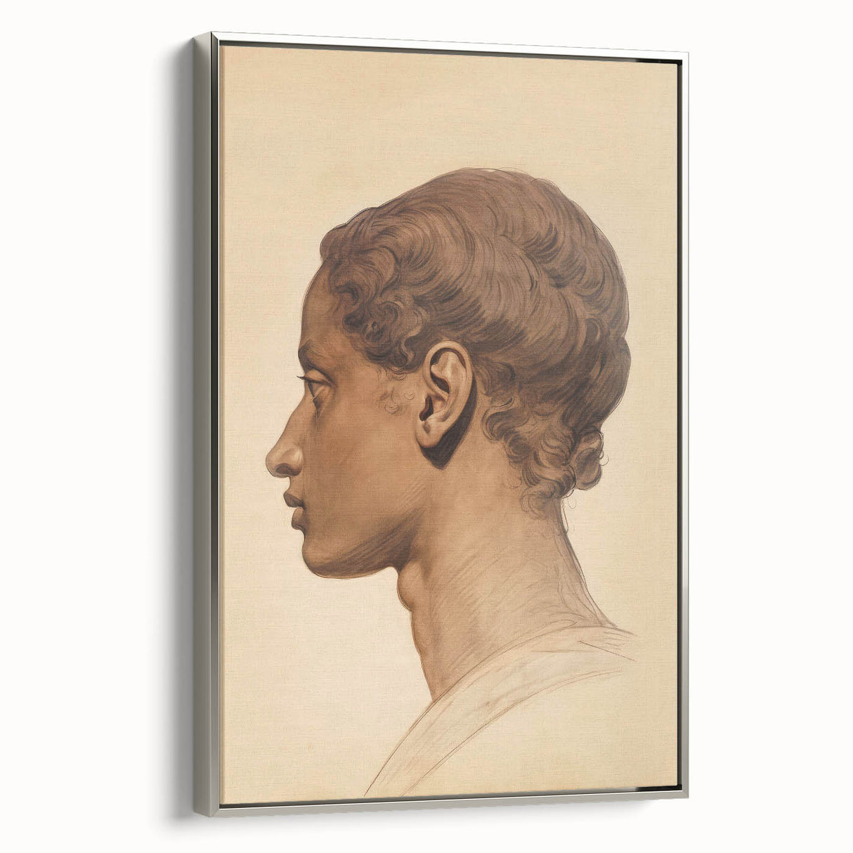 Antique Portrait Prints - Classical Profile Study Vintage Art