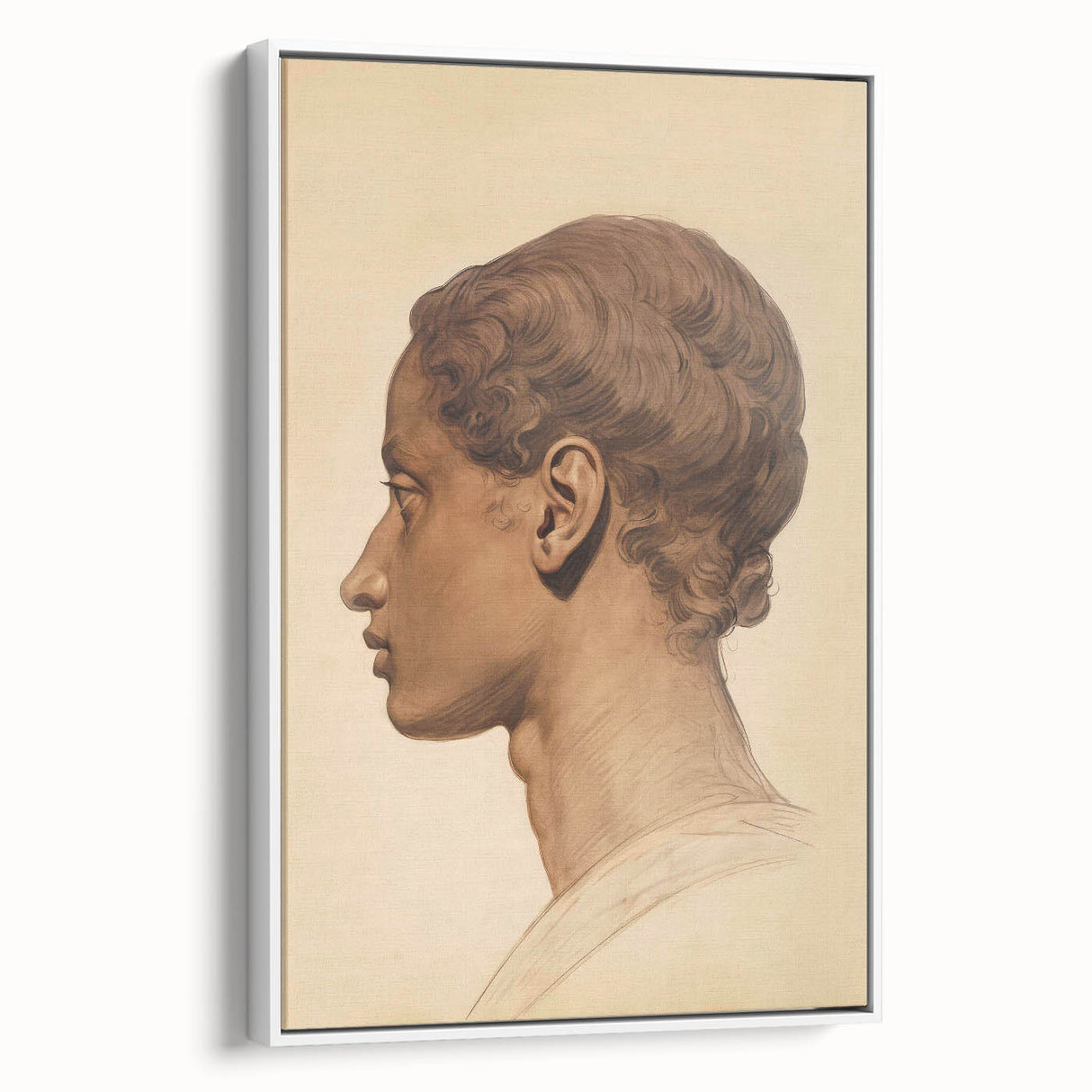 Antique Portrait Prints - Classical Profile Study Vintage Art