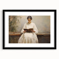 Vintage Portrait Art | Woman Reading on Rustic Bench