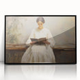 Vintage Portrait Art | Woman Reading on Rustic Bench