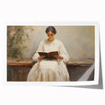 Vintage Portrait Art | Woman Reading on Rustic Bench