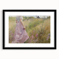 Vintage Portrait Art | Woman in Flower Field with Lilac Dress