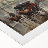 Vintage Portrait Art | Bustling Paris Street Scene in Rain
