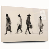 Vintage Portrait Art – Retro Walkers Sketch Canvas Print
