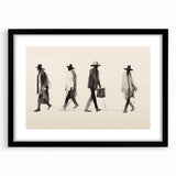 Vintage Portrait Art – Retro Walkers Sketch Canvas Print