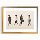 Vintage Portrait Art – Retro Walkers Sketch Canvas Print