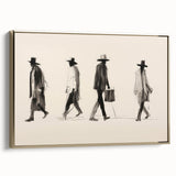 Vintage Portrait Art – Retro Walkers Sketch Canvas Print