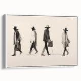 Vintage Portrait Art – Retro Walkers Sketch Canvas Print
