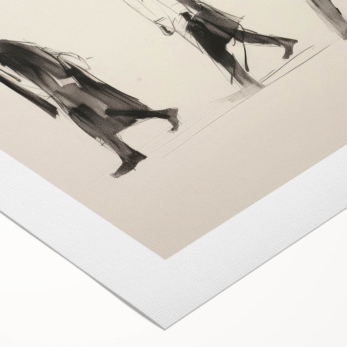 Vintage Portrait Art – Retro Walkers Sketch Canvas Print