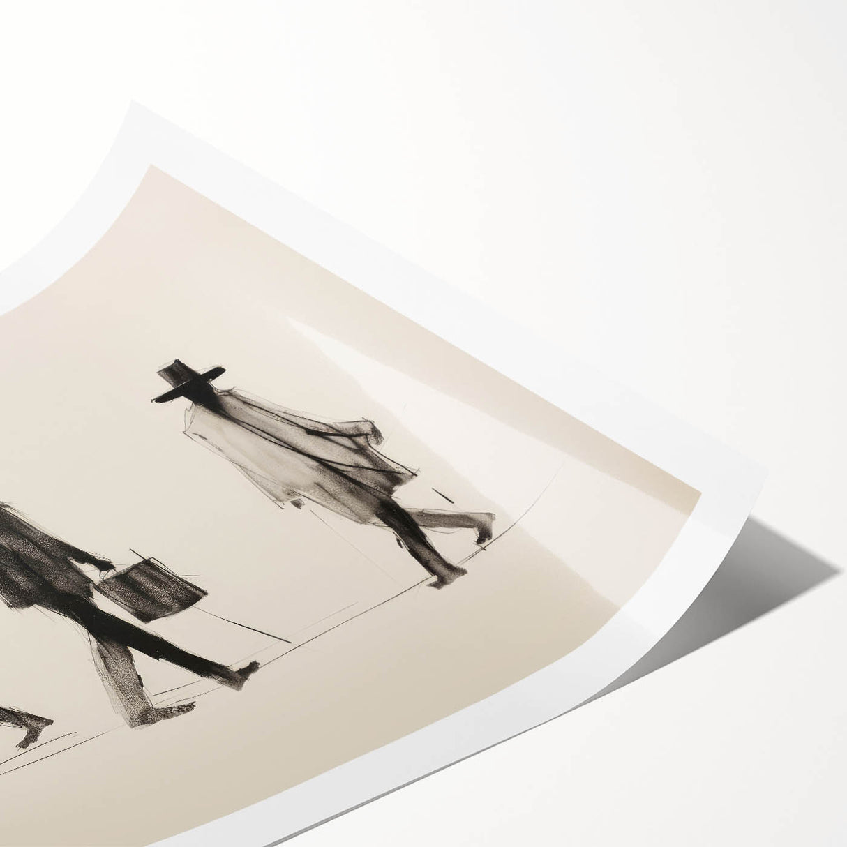 Vintage Portrait Art – Retro Walkers Sketch Canvas Print