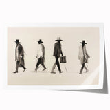 Vintage Portrait Art – Retro Walkers Sketch Canvas Print
