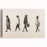 Vintage Portrait Art – Retro Walkers Sketch Canvas Print