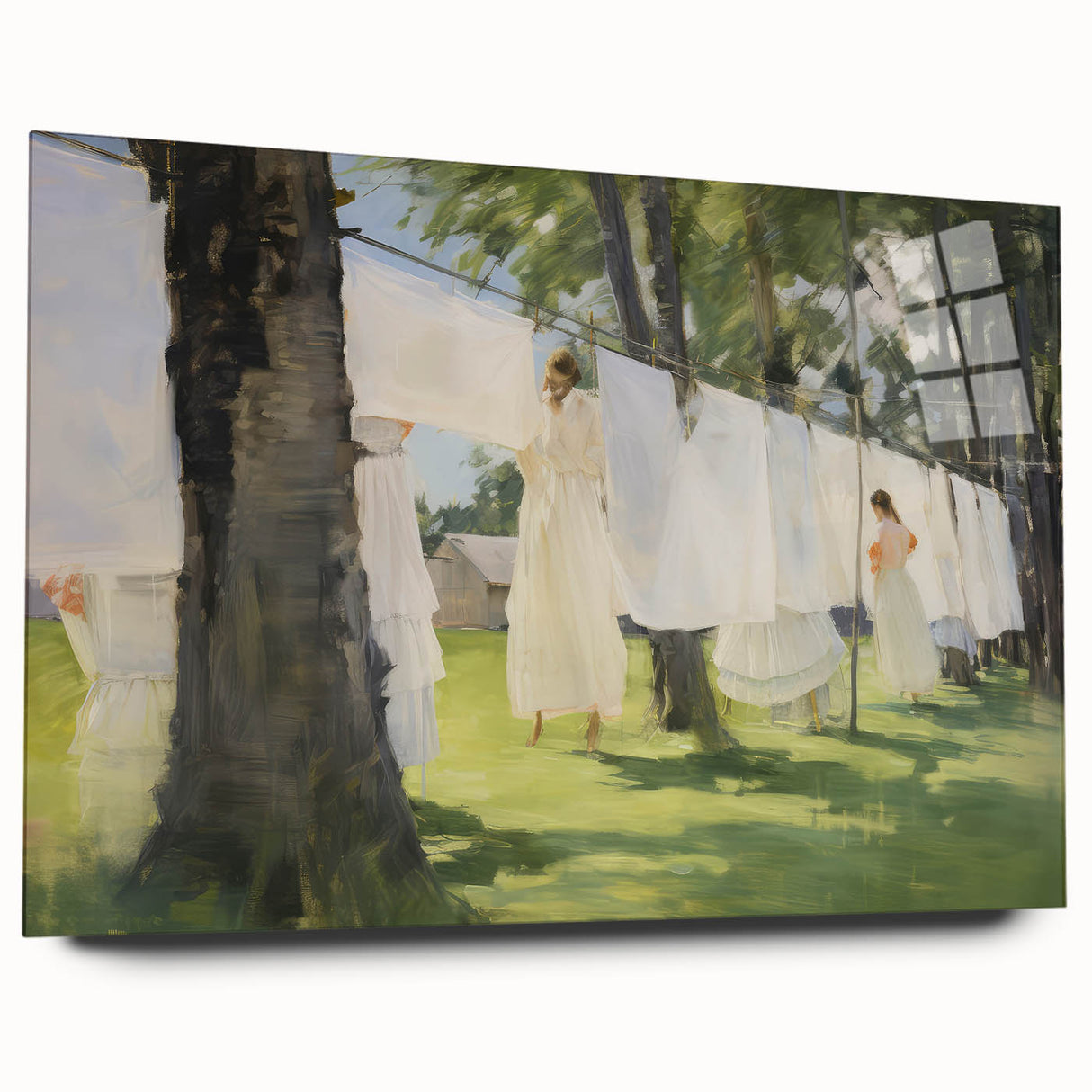Vintage Portrait Art – Sunlit Laundry Scene Canvas Print