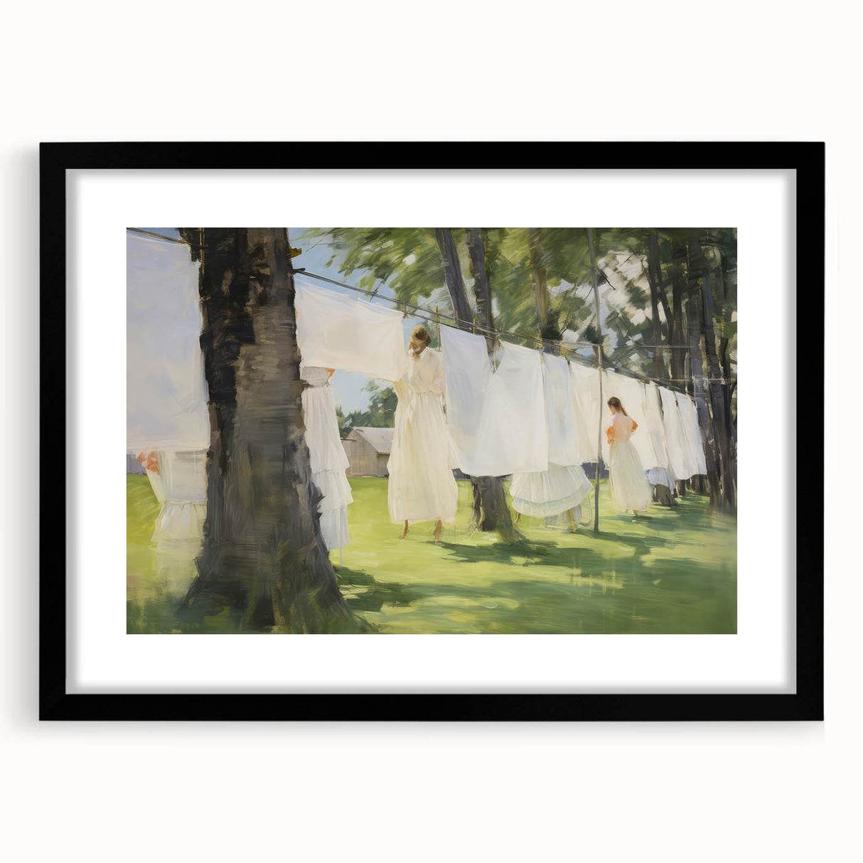 Vintage Portrait Art – Sunlit Laundry Scene Canvas Print