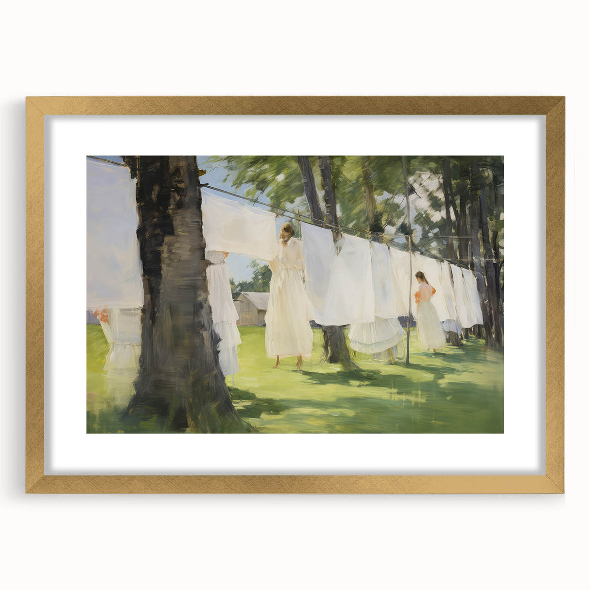 Vintage Portrait Art – Sunlit Laundry Scene Canvas Print