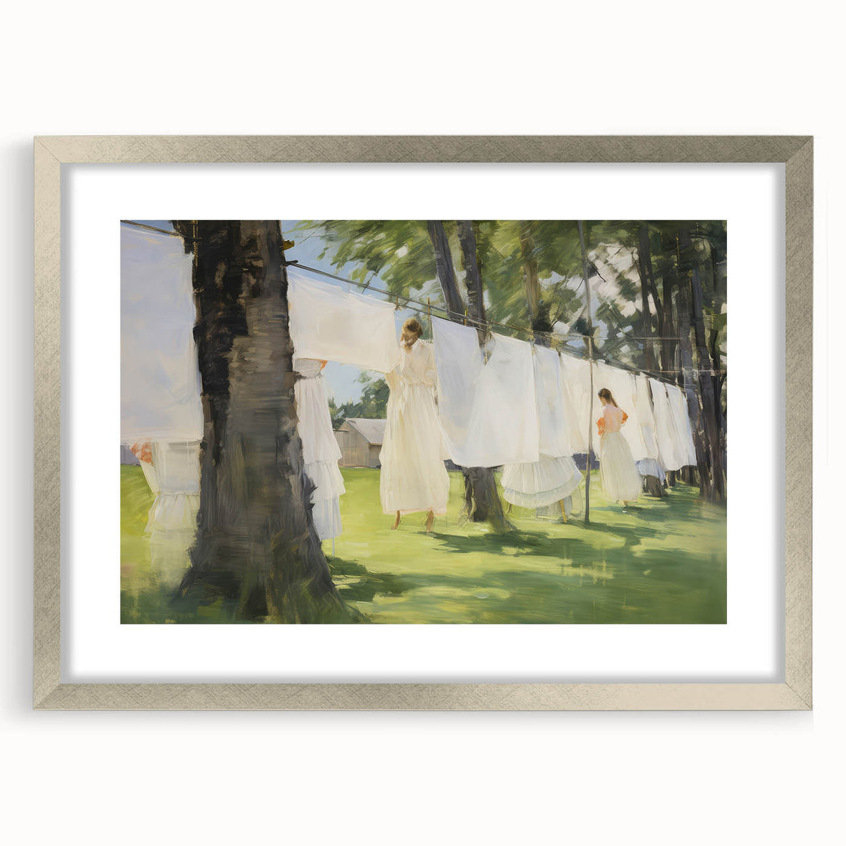 Vintage Portrait Art – Sunlit Laundry Scene Canvas Print