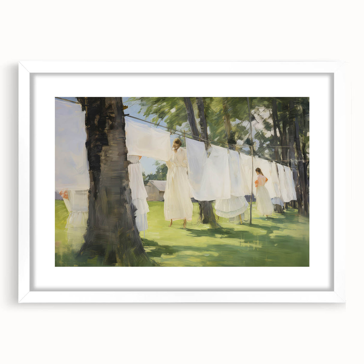 Vintage Portrait Art – Sunlit Laundry Scene Canvas Print