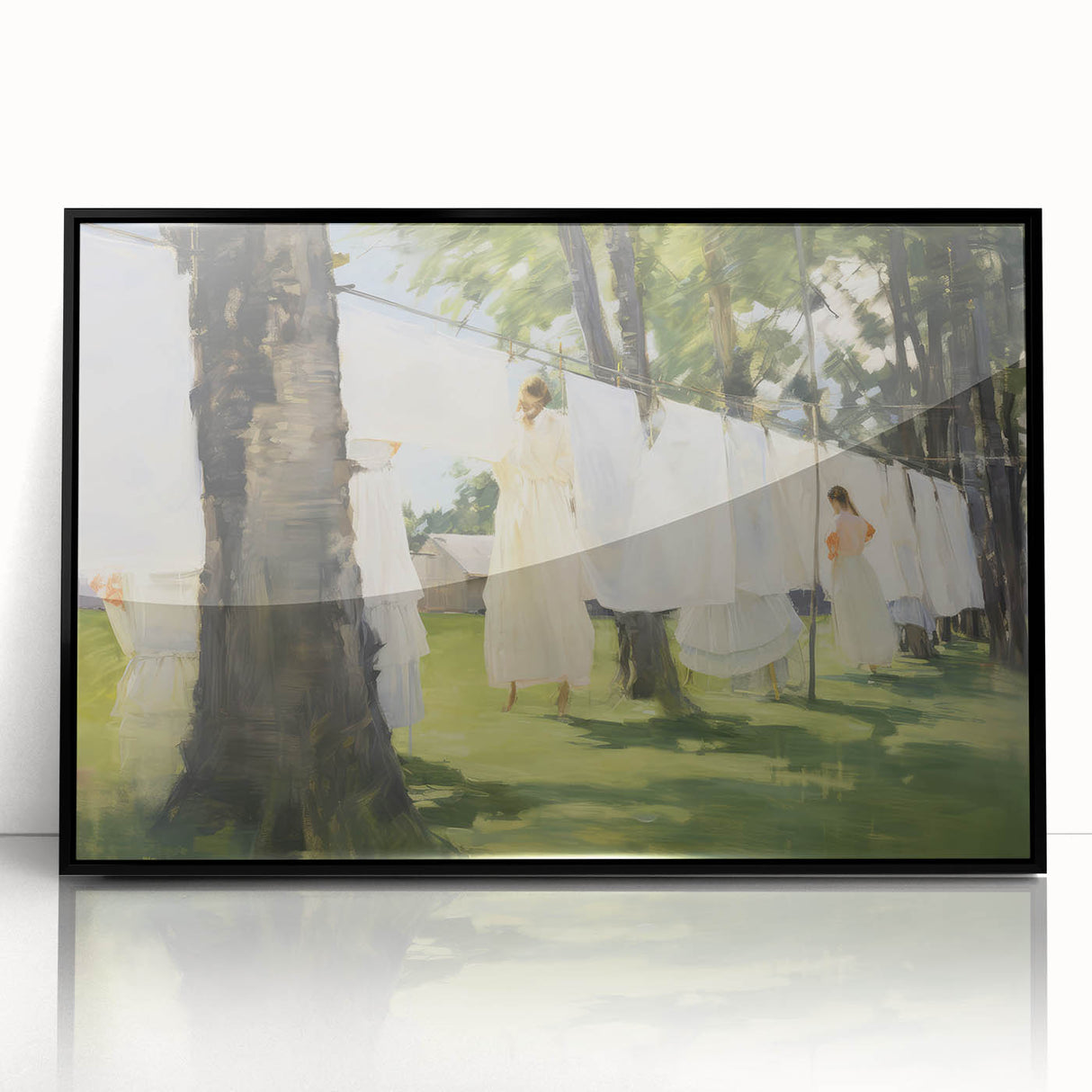 Vintage Portrait Art – Sunlit Laundry Scene Canvas Print