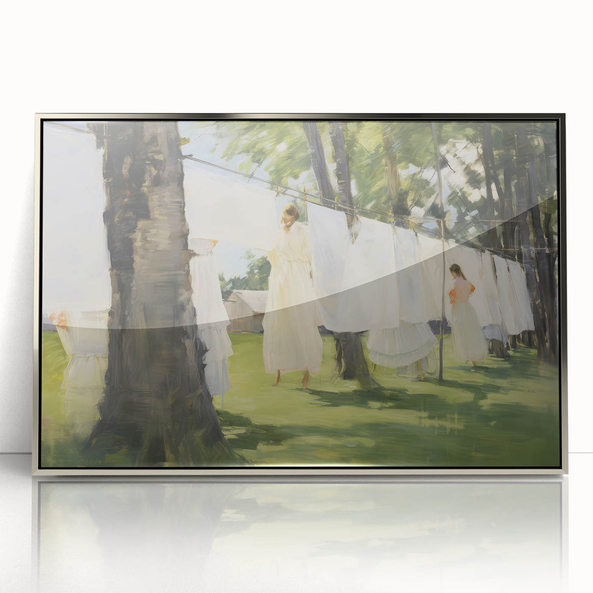 Vintage Portrait Art – Sunlit Laundry Scene Canvas Print